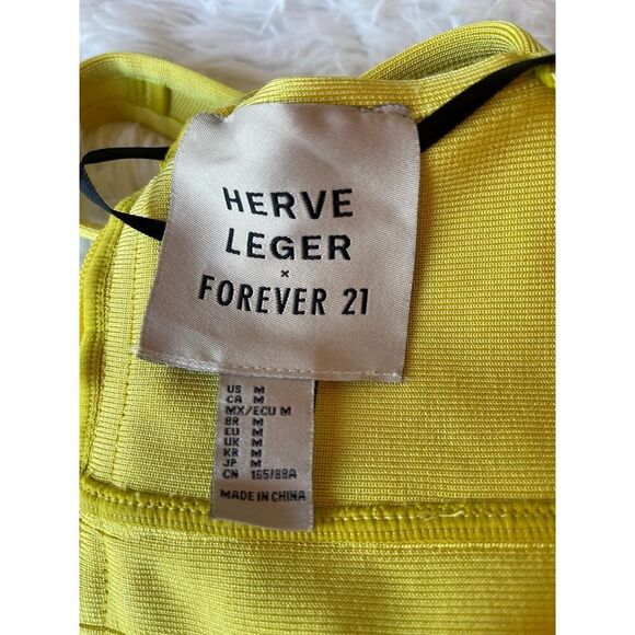Herve Leger x Forever 21 Yellow Bandage Dress Sz. M Soldout Piece - Picture 5 of 9
